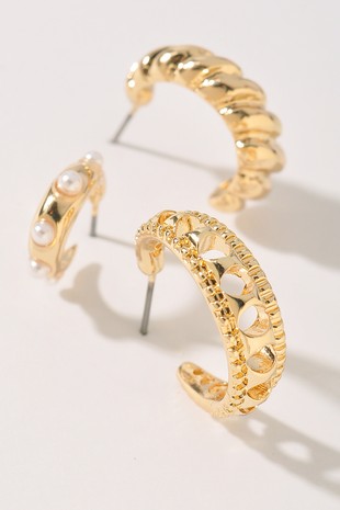 Pearl Hoop Earring Set