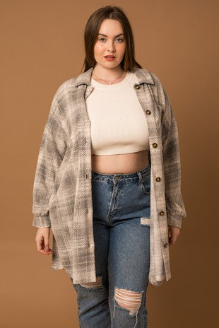 PLUS Plaid Button Down Shacket