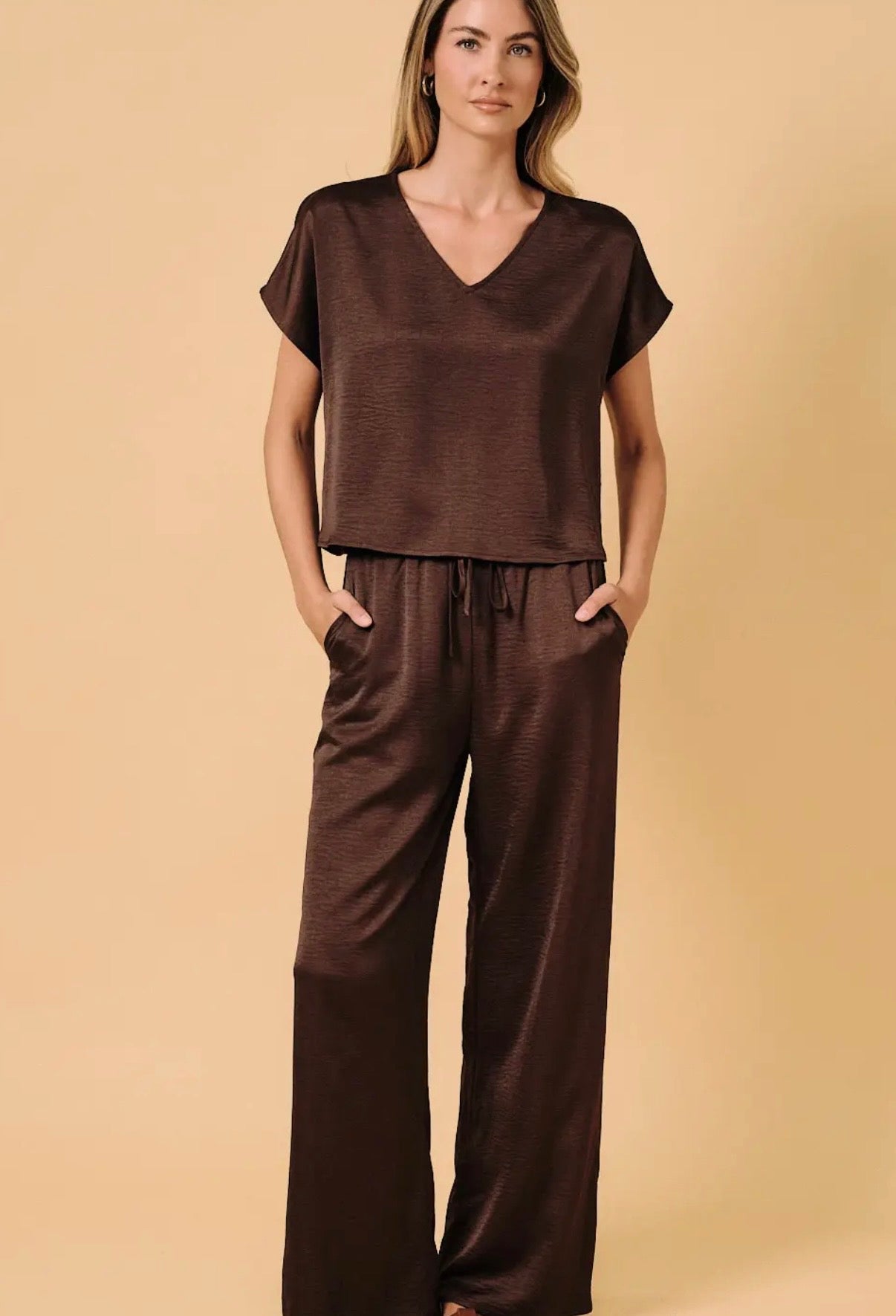 Satin wide leg pants