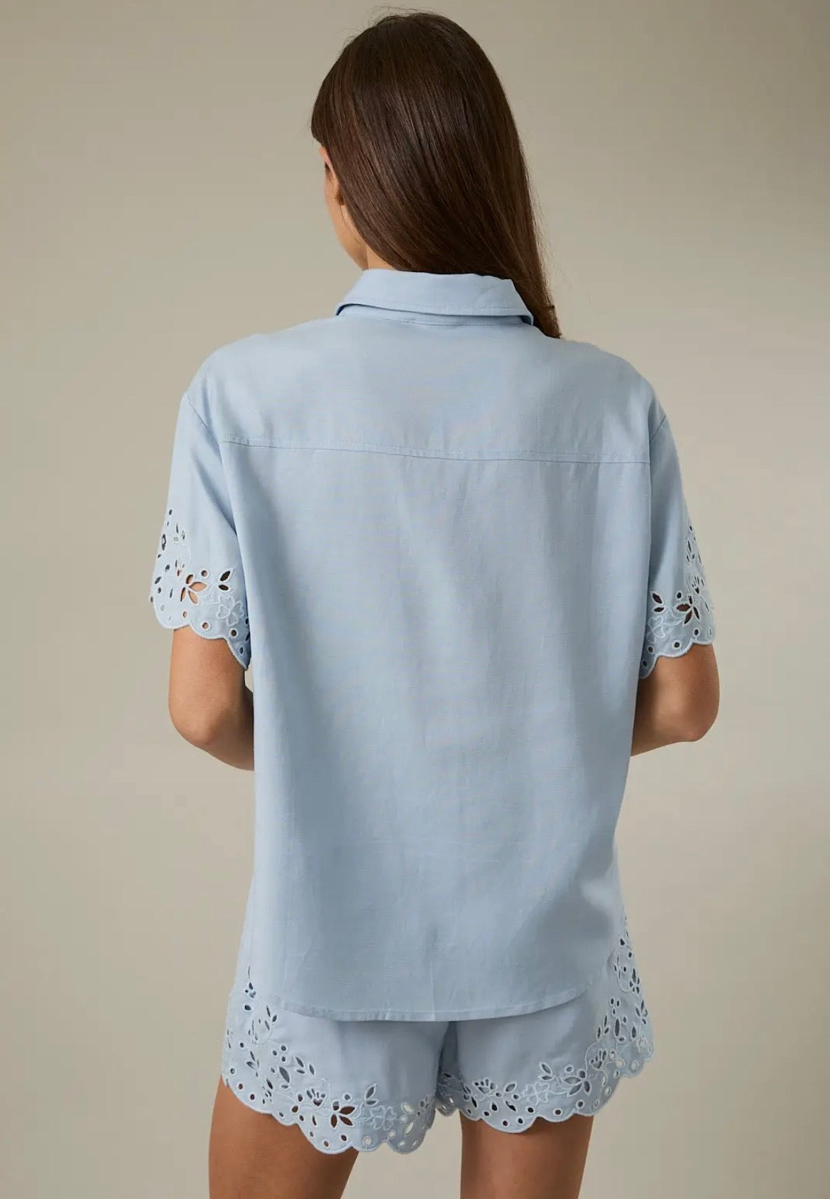Eyelet button down shirt