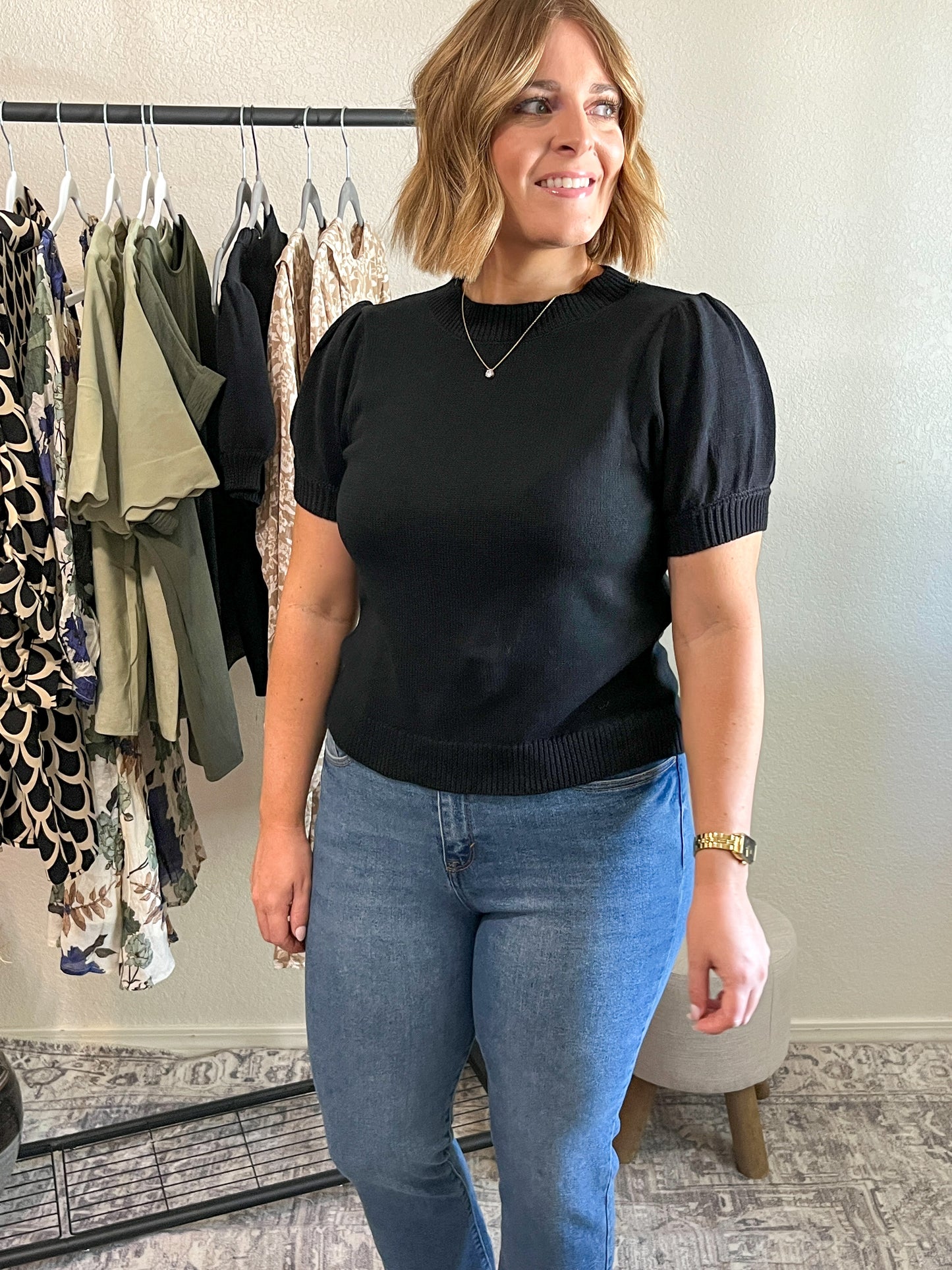 Belle puff sleeve sweater top
