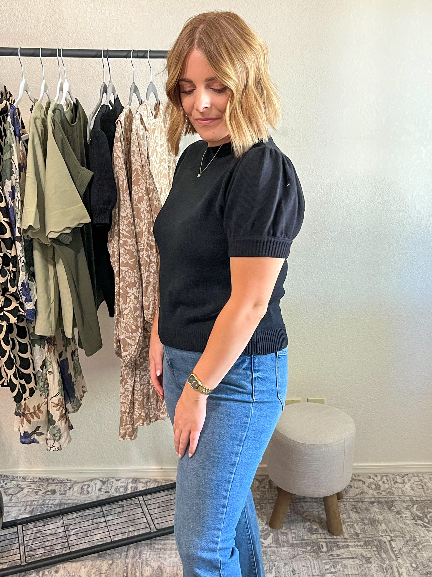 Belle puff sleeve sweater top