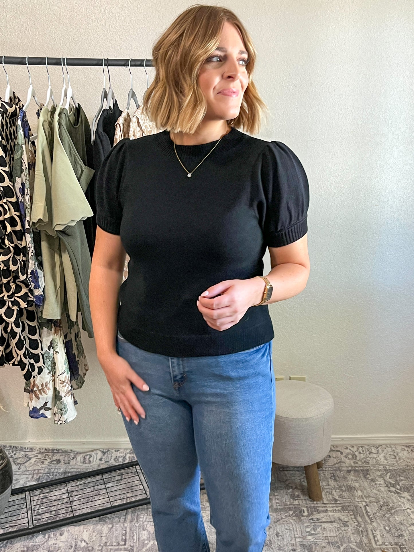 Belle puff sleeve sweater top