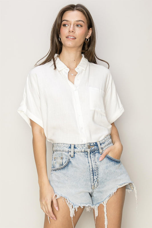Linen Blend Button Down