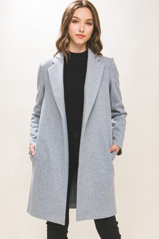Grey Long Line Coat