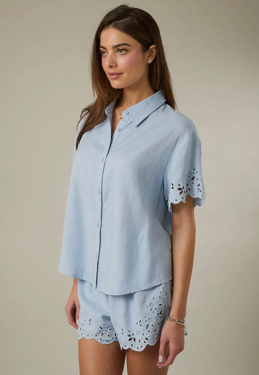 Eyelet button down shirt