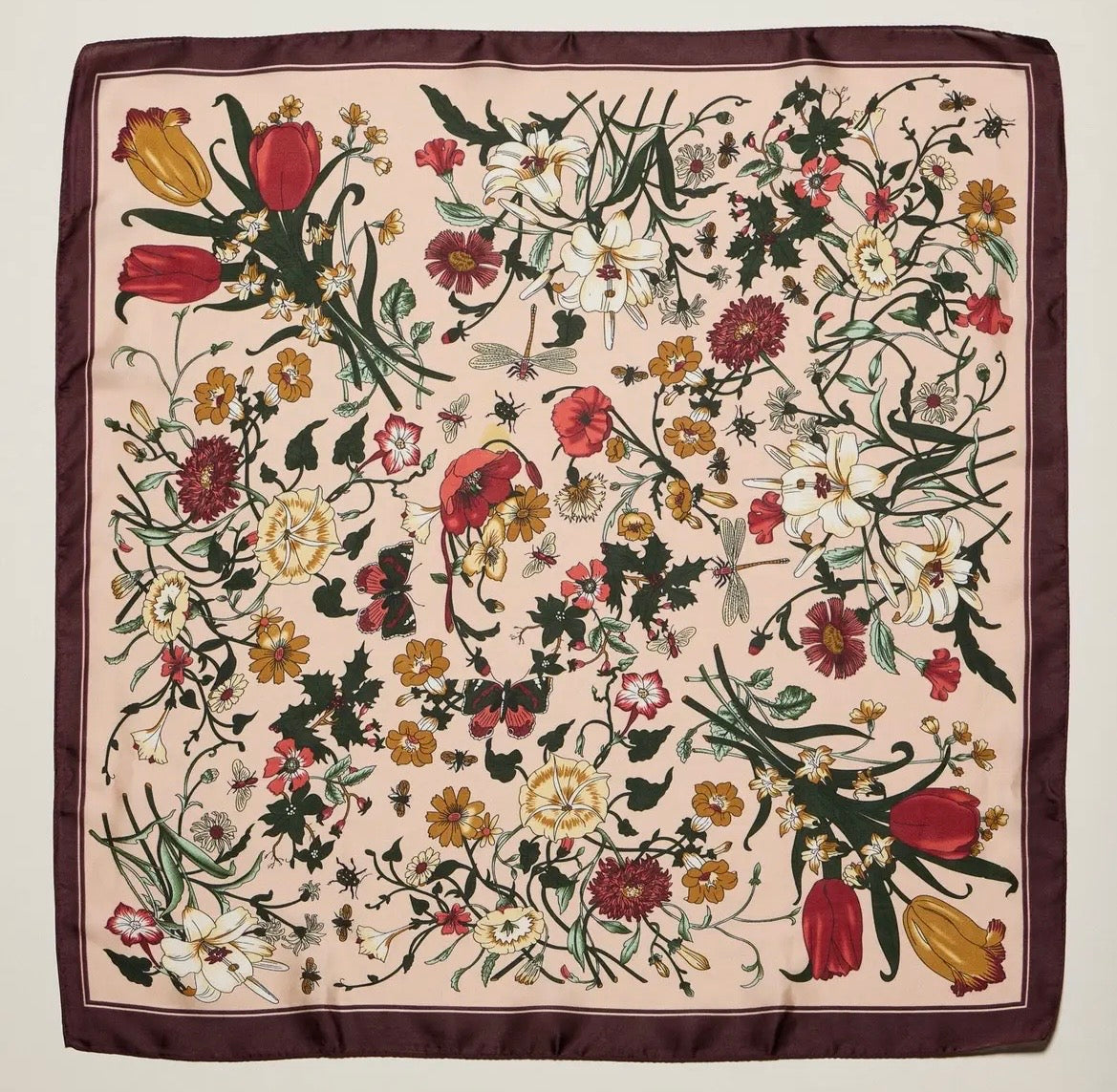 Vintage floral pink scarf