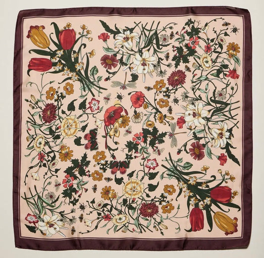Vintage floral pink scarf