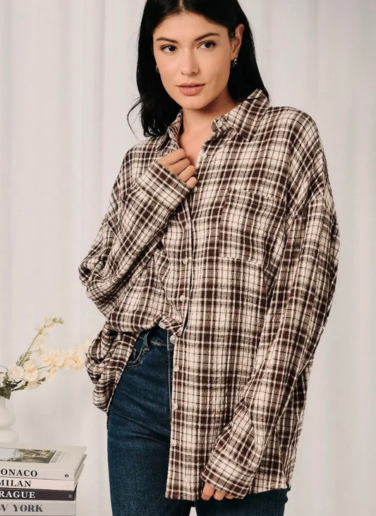 Oversized Plaid Button Down Shirt