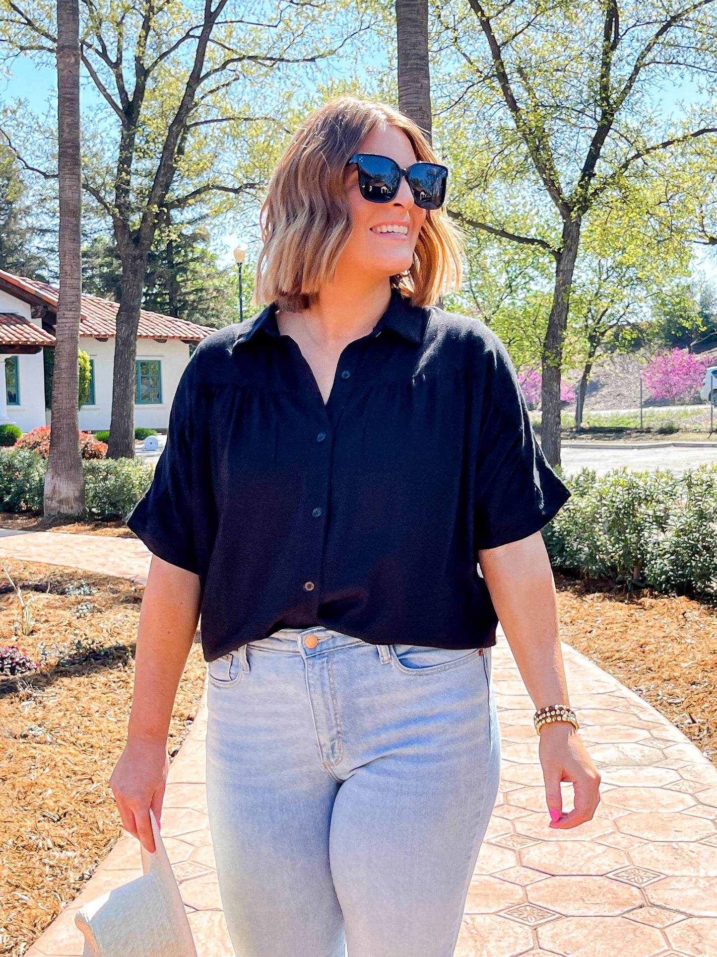 Out of Office Button Down Top